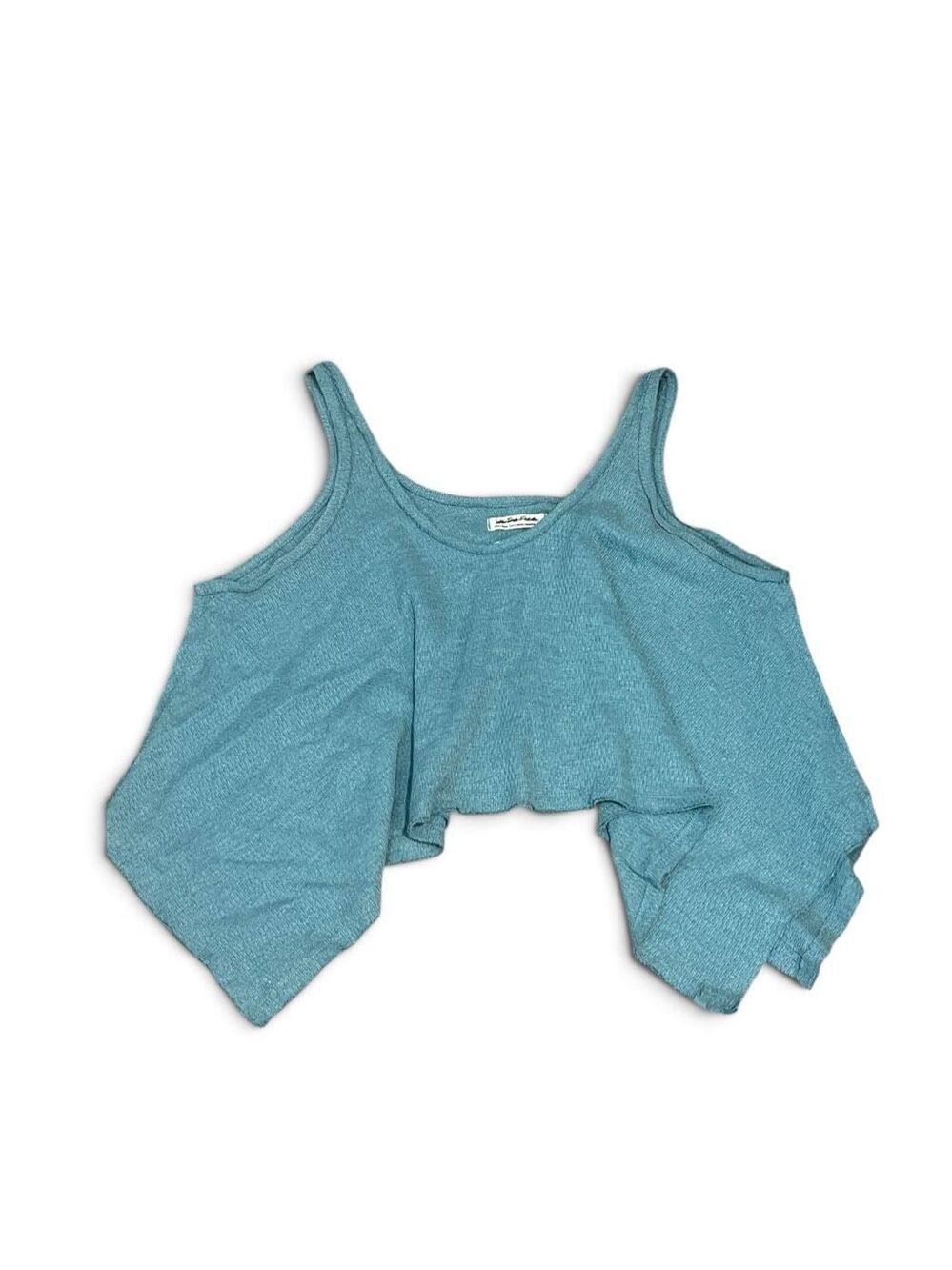 We The Free People Sing La La Trapeze Tank Top Teal Blue Knit Lagenlook Shirt XS